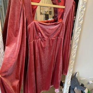 Velvet looking Bell Sleeve Dress